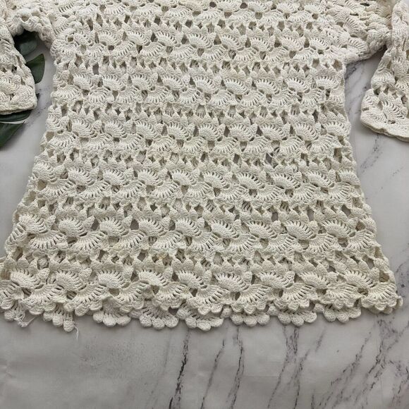 Extra Touch International Womens Vintage 90s Crochet Sweater One Size White Open - Picture 5 of 13